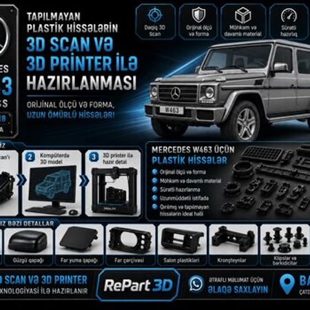 Mercedes W463 plastik ehtiyat hissələrinin kopyalanması – Bakı – ucuztap.az