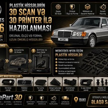 Mercedes W126 plastik ehtiyat hissələrinin kopyalanması – Ehtiyat hissələri – ucuztap.az