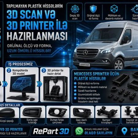 Mercedes Sprinter plastik ehtiyat hissələrinin kopyalanması – Bakı – ucuztap.az
