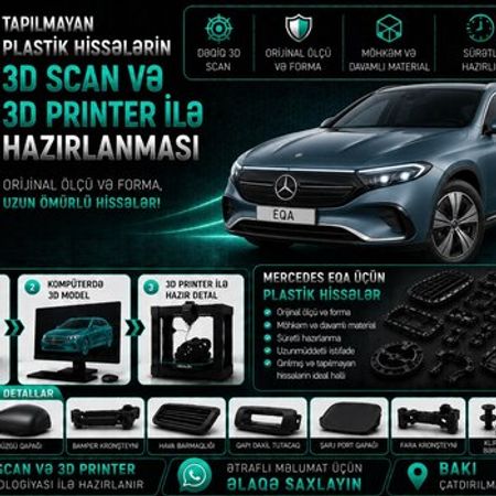 Mercedes EQA plastik ehtiyat hissələrinin kopyalanması – Bakı – ucuztap.az