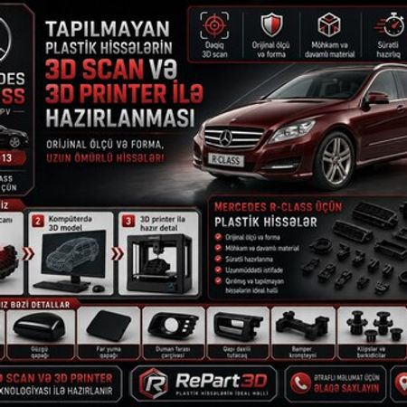 Mercedes R-Class plastik ehtiyat hissələrinin kopyalanması – Bakı – ucuztap.az