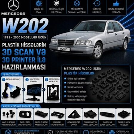 Mercedes W202 plastik ehtiyat hissələrinin kopyalanması – Bakı – ucuztap.az