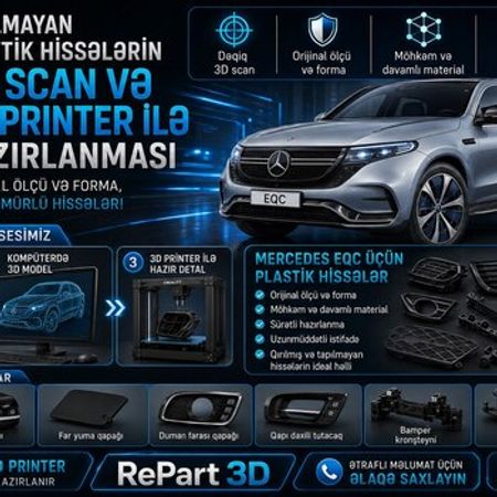 Mercedes EQC plastik ehtiyat hissələrinin kopyalanması – Bakı – ucuztap.az