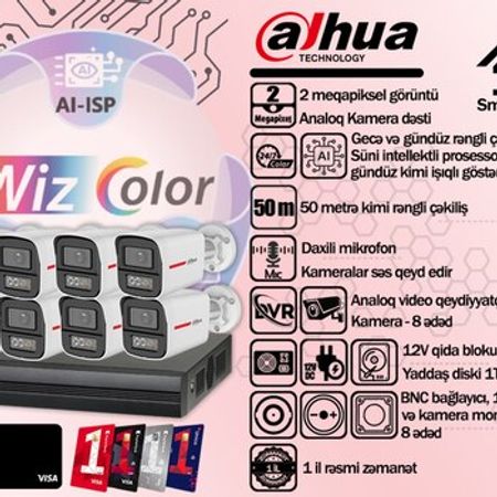 Dahua səkkizli kameralı WizColor kamera dəsti – Bakı – ucuztap.az