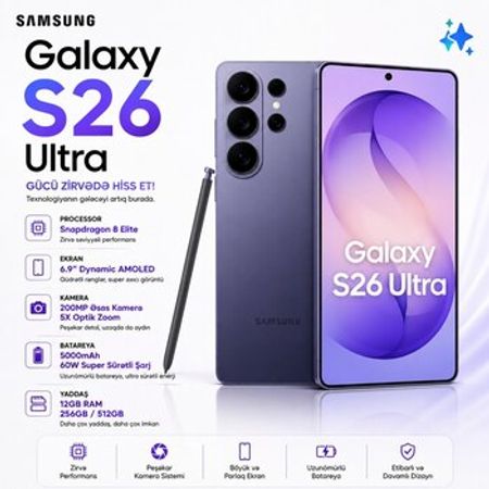 Samsung Galaxy S26 Ultra Cobalt Violet 512GB/12GB – Bakı – ucuztap.az