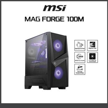 MSI Gaming Case MAG FORGE 100M ATX, Front : 2 x RGB 120mm Fan +Rear :1x 120mm Fan, SPCC Steel / – Masaüstü… – ucuztap.az