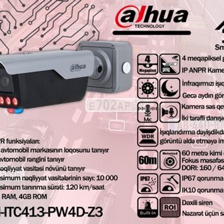 Dahua ANPR IP kamerası DHI-ITC413-PW4D-Z3 – Bakı – ucuztap.az