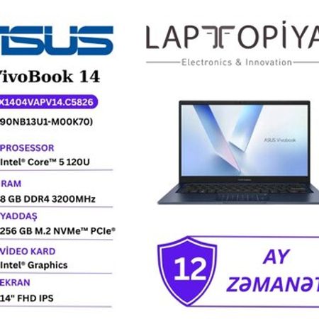 ASUS VivoBook 14 X1404VAP-V14.C58256 90NB13U1-M00K70 – Bakı – ucuztap.az