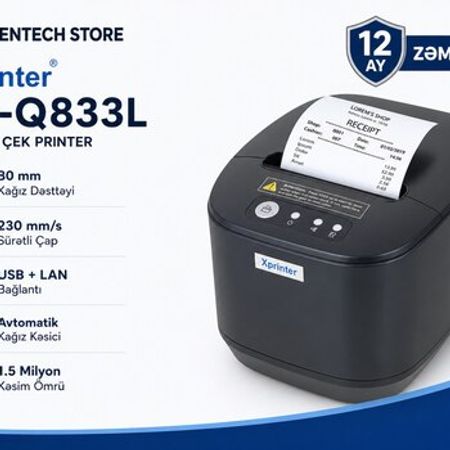 Çek printeri Xprinter XP-Q833L USB+Lan – Biznes üçün avadanlıq – ucuztap.az
