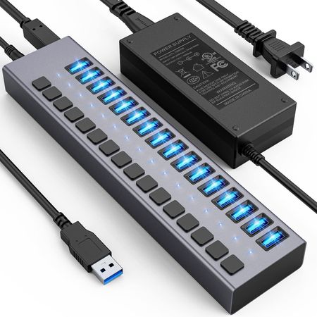 16 Port USB 3.0 Hub Adapter – 5Gbps Super Sürətli, 90W Adapterli, Müst – Bakı – ucuztap.az