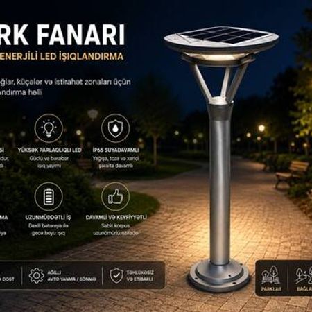 Park fənərı C08 günəş panelli (boz) – Bakı – ucuztap.az