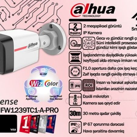 Dahua 2mp IP WizColor kamerası IPC-HFW1239TC1-A-PRO – Bakı – ucuztap.az