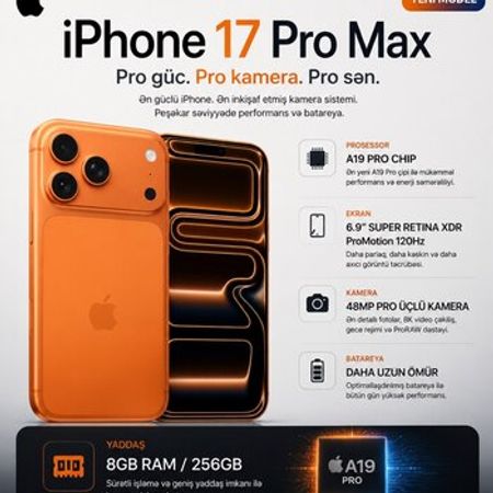 Apple iPhone 17 Pro Max Cosmic Orange 256GB/12GB – Bakı – ucuztap.az