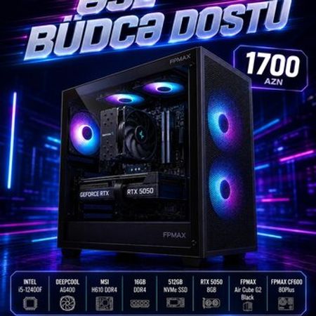 Gaming PC i5-12400F RTX 5050 8GB 16GB DDR4 512GB NVMe SSD – Bakı – ucuztap.az