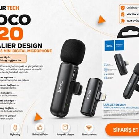 Simsiz mikrofon HOCO L20 Lavalier Design – Audio və video – ucuztap.az
