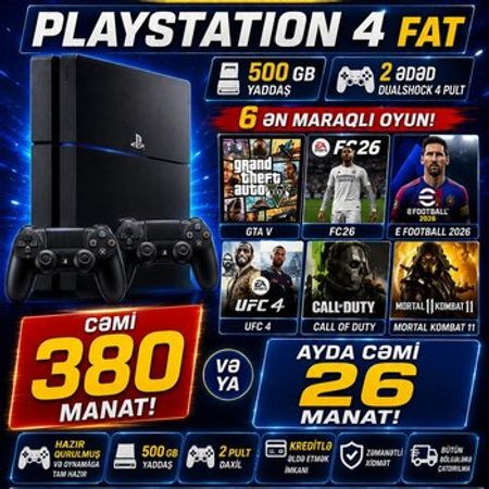 PlayStation 4 Fat-500GB – Oyunlar, pultlar və proqramlar – ucuztap.az