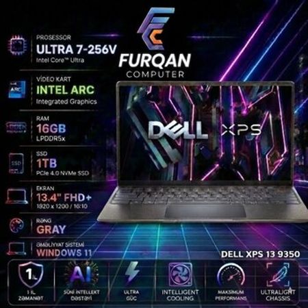 DELL XPS 13 9350 | Intel Core Ultra 7 256V | Intel Arc | 16GB RAM | 1TB SSD | 13.4 FHD+ | Window – Bakı – ucuztap.az