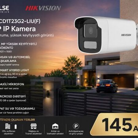 Mikrofonlu IP kamera Hikvision – 2MP, insan və avtomobil aşkarlama – Təhlükəsizlik avadanlığı – ucuztap.az