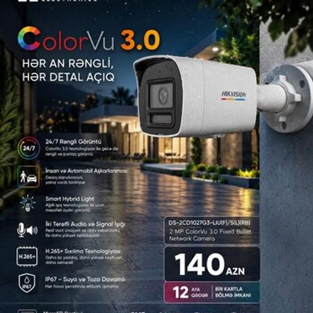 Hikvision ColorVu 3.0 2MP kamerası – Təhlükəsizlik avadanlığı – ucuztap.az