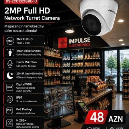 Hikvision 2MP Daxili Kamera | Full HD | PoE | Mikrofon | IP67 – Təhlükəsizlik avadanlığı – ucuztap.az
