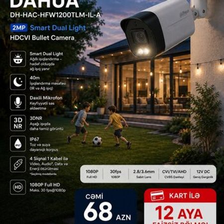Dahua 2MP Smart Dual Light HDCVI kamera | 40M gecə işığı – Bakı – ucuztap.az