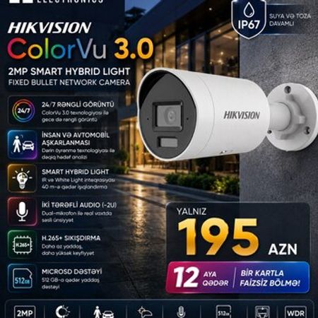 Hikvision 2MP AcuSense IP Kamera – Bakı – ucuztap.az