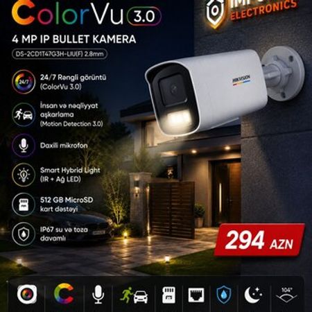 Hikvision 4MP IP Kamera | ColorVu xarici təhlükəsizlik kamerası | Mikrofonlu | PoE | – Bakı – ucuztap.az