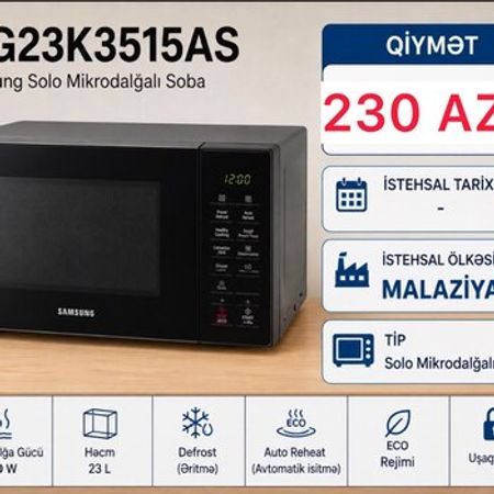 Mikrodağalı soba Samsung MG23K3515AS – Plitələr – ucuztap.az