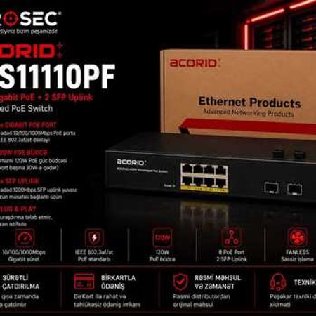 8-Portlu PoE Switch Acorid CS1110P – Bakı – ucuztap.az