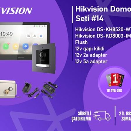 Hikvision DS-KH8520-WTE1 + DS-KD8003-IME1 Flush — 10 IP domofon dəsti – Bakı – ucuztap.az
