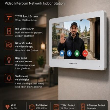 Hikvision 7 WiFi Video Domofon Monitor | DS-KH6350-WTE1 – Bakı – ucuztap.az