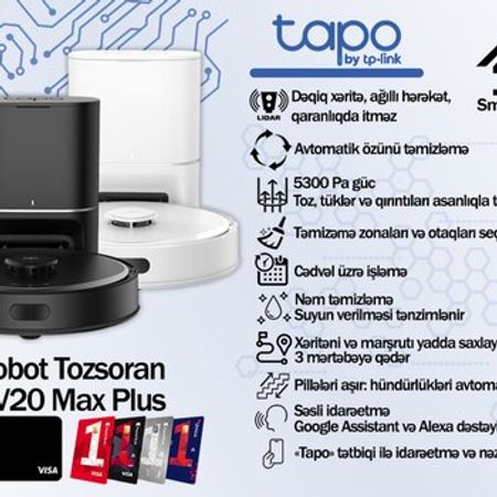 Tapo ağıllı robot tozsoran RV20 Max Plus – Bakı – ucuztap.az