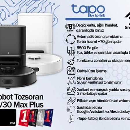 Tapo ağıllı robot tozsoran RV30 Max Plus – Bakı – ucuztap.az