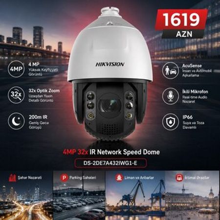 Hikvision PTZ IP Kamera 32X Zoom 4MP – gecə görüşlü təhlükəsizlik kamerası – Bakı – ucuztap.az