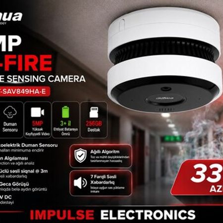 Dahua 5MP AI yanğın və tüstü aşkarlayan kamera | DHI-HY-SAV849HA-E – Bakı – ucuztap.az