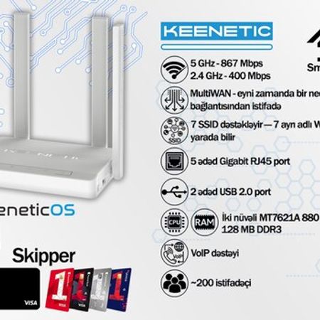 Keenetic AC1300 Gigabit Mesh Router Skipper (KN-1910) – Bakı – ucuztap.az