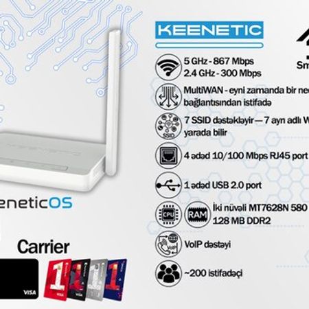 Keenetic AC1200 Mesh Router Carrier (KN-1713 ) – Bakı – ucuztap.az