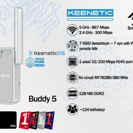 Keenetic AC1200 Mesh Wi-Fi 5 Range Extender Buddy 5 (KN-3311) – Bakı – ucuztap.az