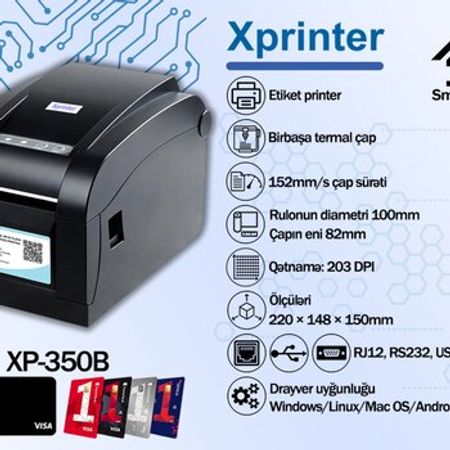 Xprinter yapışqan etiket printeri XP-350B – Bakı – ucuztap.az