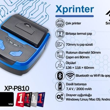Xprinter Wi-Fi + Bluetooth qəbz printeri XP-P810 – Bakı – ucuztap.az