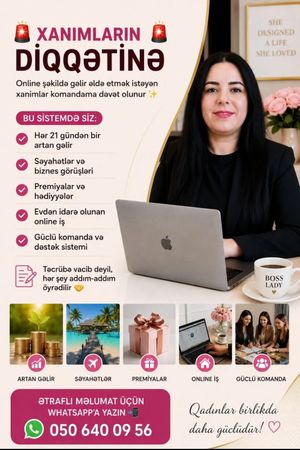 Xanımlara iş online iş imkanı – İş təklif edirəm – Bakı – ucuztap.az