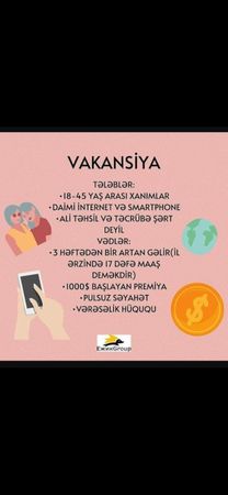 Xanımlara online iş imkanı – Qazax – ucuztap.az