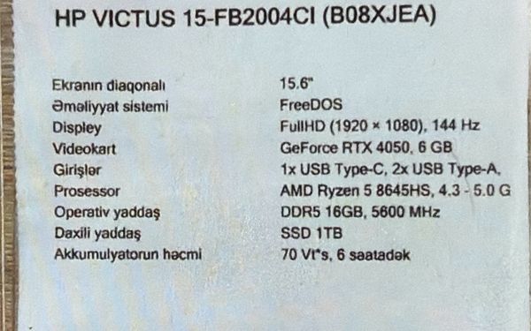 HP Victus 16, 1TB – Sumqayıt – ucuztap.az