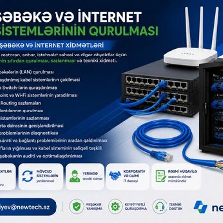 Şəbəkə və internet sistemlərinn qurulması – Avadanlıqların quraşdırılması – ucuztap.az
