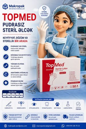Topmed pudrasız steril əlcək – Sağlamlıq və gözəllik – ucuztap.az