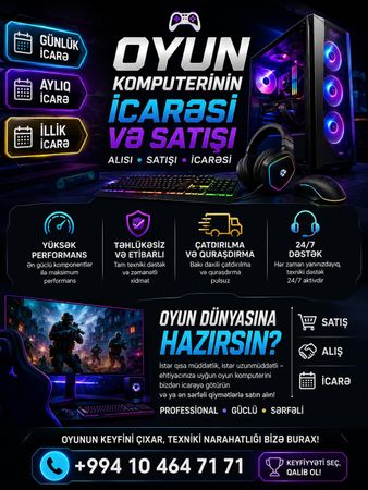 Oyun üçün ən keyfiyyətli Kompüterlərin İcarəsi – Oyunlar, pultlar və proqramlar – ucuztap.az