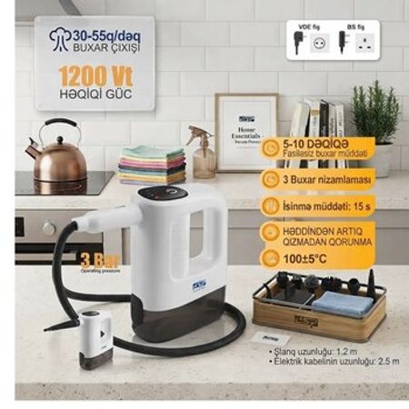 Buxarlı təmizləyici DSP KD-2100 — 15-i 1-də, 1200 W, 3 Bar – Digər – ucuztap.az