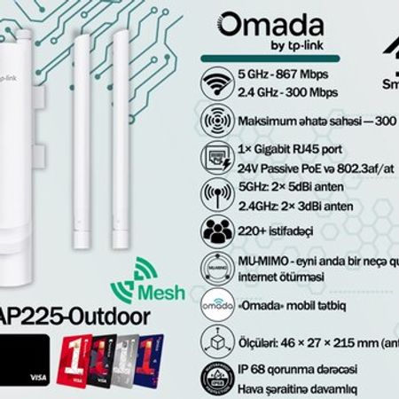 TP-Link Omada AC1350 Gigabit Wi-Fi Access Point EAP225-Outdoor – Şəbəkə avadanlıqları – ucuztap.az