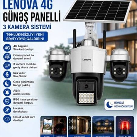 Kamera 4G Günəş Paneli 3Lens – Təhlükəsizlik avadanlığı – ucuztap.az