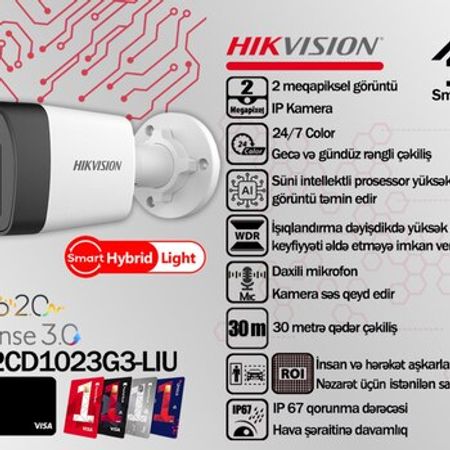 Hikvision ColorVu 3.0 2MP IP videomüşahidə kamerası DS-2CD1023G3-LIU – Təhlükəsizlik avadanlığı – Bakı – ucuztap.az